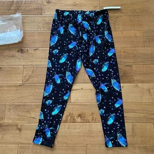 NWT SweetLegs Winter Penguin Leggings Tights in Black and Blue Print Plus Size